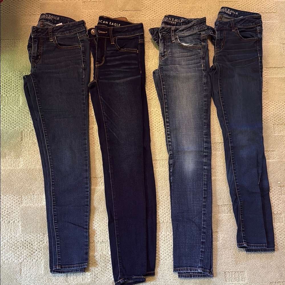 American Eagle Outfitters Blue Skinny Jeans (you get all 4!)